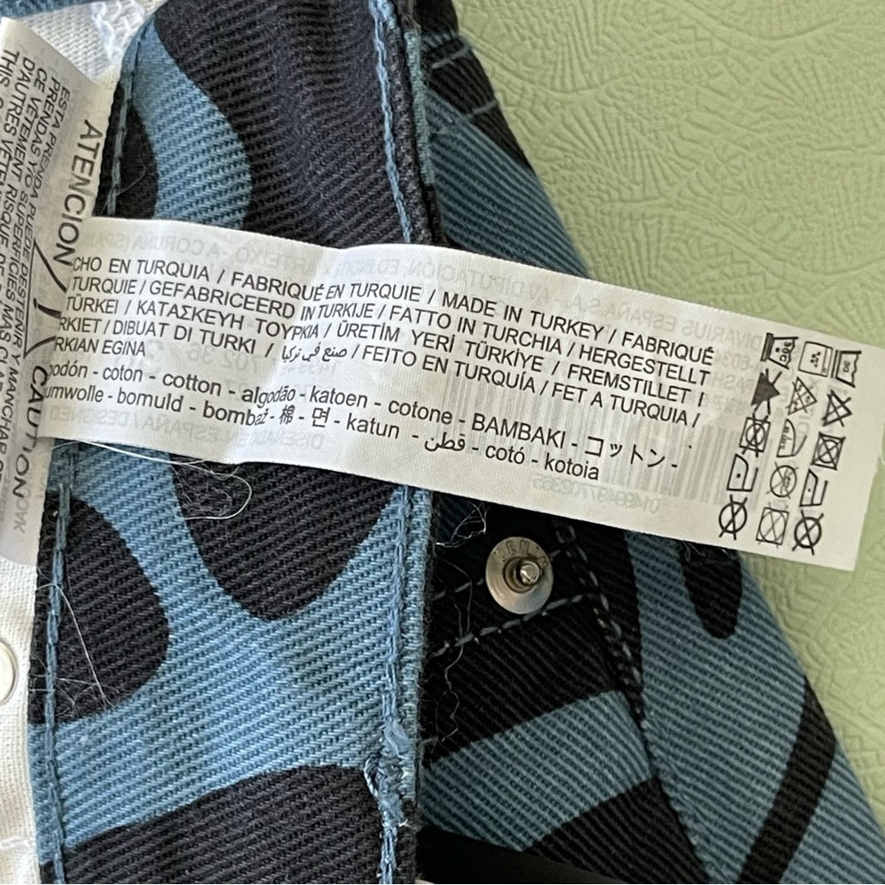 NWT Stradivarius Printed Blue Retro Print Dad Jeans Sz 4 Tall - Picture 10 of 14